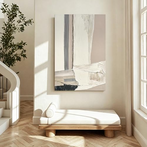 Modern Abstract Neutral Canvas Wall Art, Textured Painting for Living Room - color: Modern, size: 24"L x 36"W