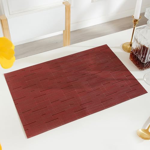 PIGCHCY Placemats,Washable Durable Vinyl Woven Table Mats,Elegant Heat Resistant Placemats for Dining Table Set of 4 (18 x 12 inches,Burgundy Red) - color: C: Red Burgundy, size: 4 Placemats