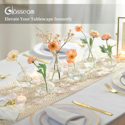 Glasseam Glass Bud Vase for Centerpieces, 6Pcs Clear Small Flower Vase Set - color: Clear, size: 2 Sets