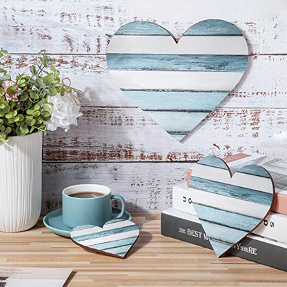 Jetec 3 Pcs Wood Heart Wall Decor Farmhouse Plaque, Chic - style: Chic
