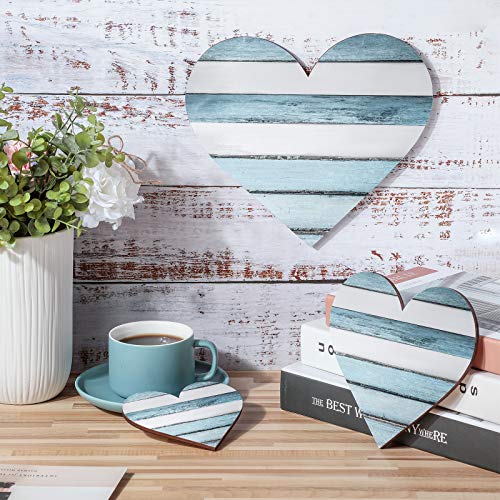 Jetec 3 Pcs Wood Heart Wall Decor Farmhouse Plaque, Chic - style: Chic