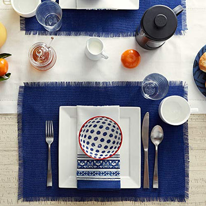 DII Jute Burlap Collection Kitchen Tabletop, Placemat Set, 13x19, Solid Nautical Blue, 6 Count - color: Solid Nautical Blue, size: Placemat Set, 13x19"