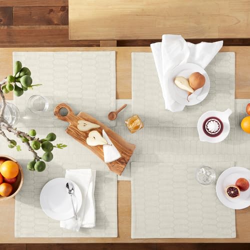Martha Stewart Honeycomb Modern Farmhouse Reversible Table Runner, Natural, 15"x72" - color: Natural