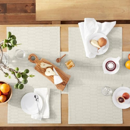 Martha Stewart Honeycomb Modern Farmhouse Reversible Table Runner, Natural, 15"x72" - color: Natural