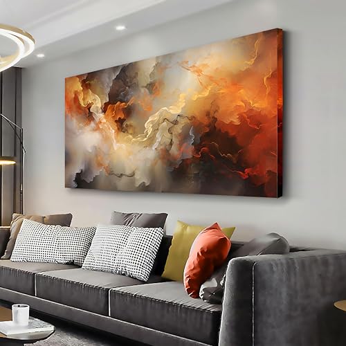 VHMING Abstract Wall Art Home Decor Orange Artwork Wall Art Prints Canvas Painting Wall Decor for Living Room Bedroom Office Decoration 29"x58" - color: Orange, size: 58"L x 29"W