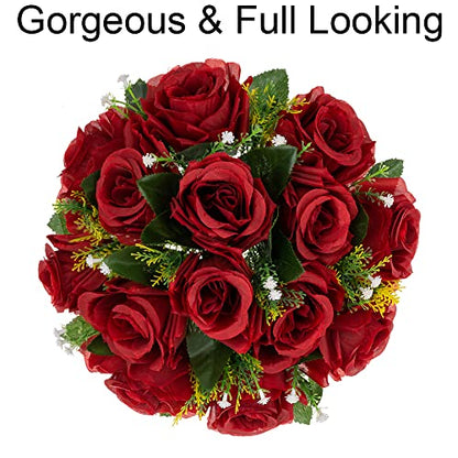 Flower Centerpieces for Wedding Tables: Crimson, 2 Packs - color: Crimson