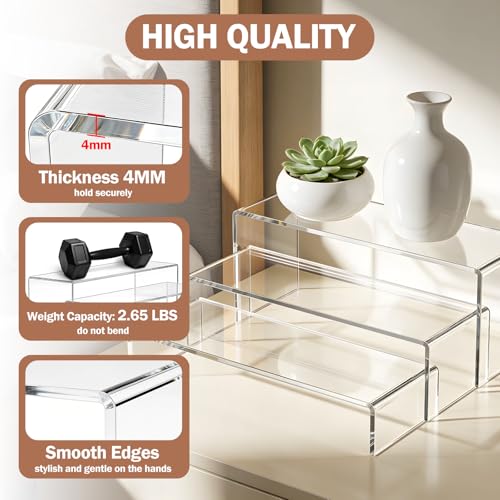 Lagre Acrylic Risers Display Stand - 3 Tier Clear Perfume Shelf Organizer, Cupcake Stand Holder, Tiered Dessert Display Table Set, Buffet Food Risers for Party and Event,Showcase Figurine, Collectible