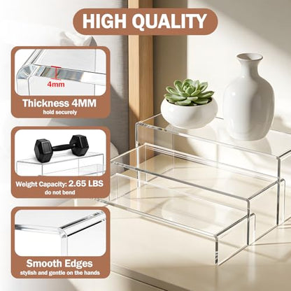 Lagre Acrylic Risers Display Stand - 3 Tier Clear Perfume Shelf Organizer, Cupcake Stand Holder, Tiered Dessert Display Table Set, Buffet Food Risers for Party and Event,Showcase Figurine, Collectible