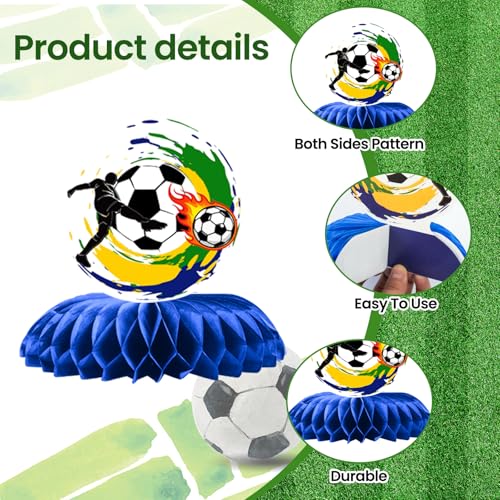 Soccer Honeycomb Centerpieces - 9PCS Soccer Party Decorations, Soccer Game Party Supplies Table Decor for Birthday, 2026 International Soccer Match - style: Soccer