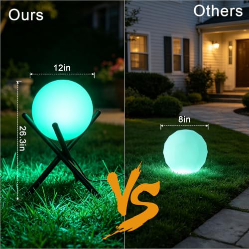 Lightdot 11.8-Inch Outdoor Globe Floor Lamp, 9W RGBCW & 3000K Warm White - color: 11.8''RGBCW