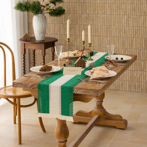 Keketoarrange Christmas Green Boho Table Runner 12x36 Inch - color: Christmas Green, size: 36"L