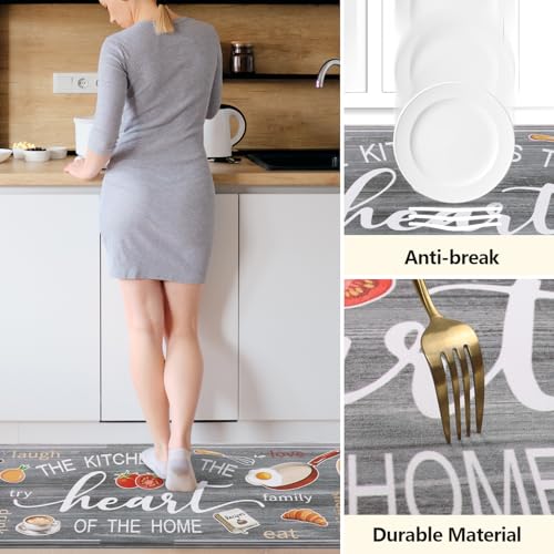 Yamaziot Anti Fatigue Kitchen Rug Set of 3, Non-Slip Cushioned Floor Mats - color: Grey, size: 17.3"x27"+17.3"x35"+17.3"x 47"