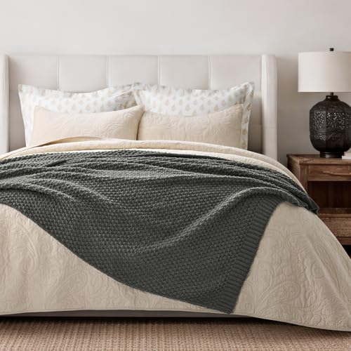 EVERGRACEHOME Chunky Chenille Knit Throw Blanket, 50 x 60, Charcoal Gray - color: Charcoal Gray, size: 50" X 60"