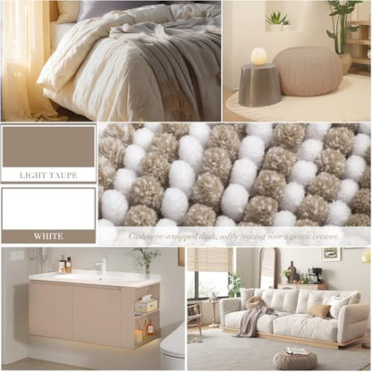BSICPRO Bathroom Rugs Sets 2 Piece, Non Slip Boho Bath Mats, Light Taupe - color: Light Taupe, size: 20" x 32" Plus 16" x 24"