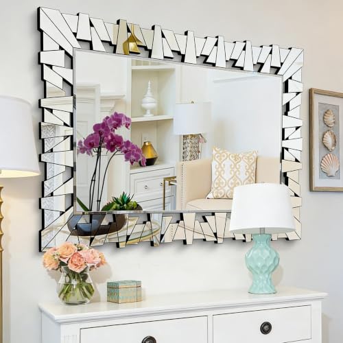 32"x47" Rectangular Large Wall Mirror for Decor with Glass Frame - size: 47"L x 32"W
