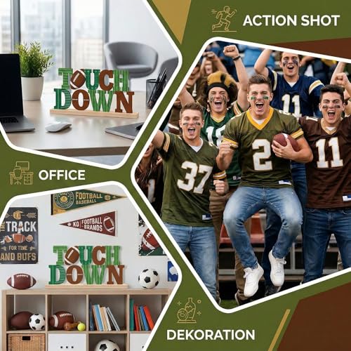 Football Table Decor Centerpiece, Touch Down Metal Table Sign - style: Touch Down Football