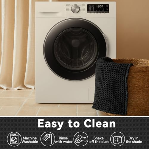 Triohero Black Waffle Bath Mat, Boho Bathroom Rugs Non Slip Washable, 20x30 - color: Black, size: 1'8" X 2'6" (Rectangular)