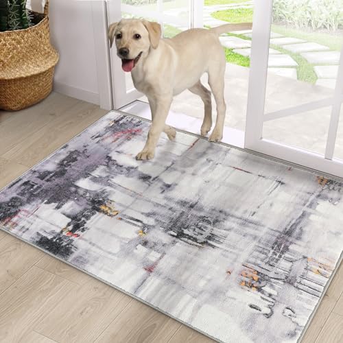 CRISTGEE Door Mat, Front Indoor Door Mat Faux Wool Non-Slip Entryway Rug Absorbent Abstract Throw Rug for Indoor Entrance Hallway Laundry Room, High Traffic Areas, 24X36 Inches, Washable - color: Multi Color, size: 2' x 3' (Rectangular)