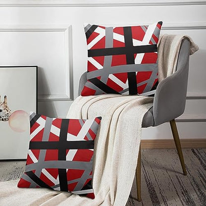 Emvency Throw Pillow Covers Set of 2, 16 x 16 Inch, Striped Retro Red - color: Red, size: 16" x 16" (Pack of 2)