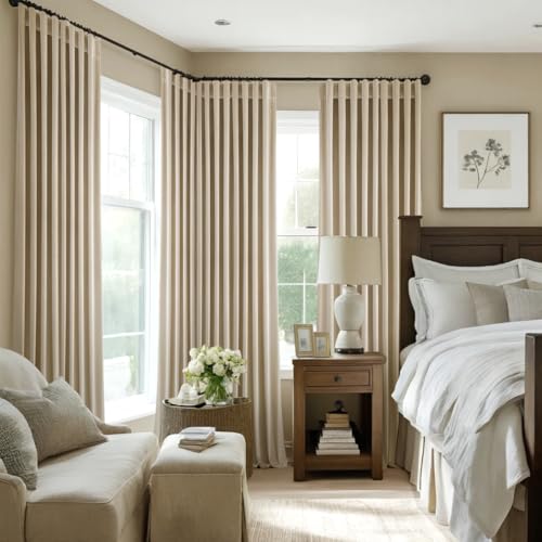 MIULEE Velvet Curtains 52x84 inches 2 Panels Beige Blackout Curtains - color: Beige, size: 52"W x 84"L (Pack of 2)