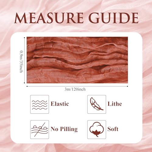 Cheesecloth Table Runner 10FT Terracotta Boho Gauze Rustic Sheer Runners - color: Terracotta, size: 1 Pack