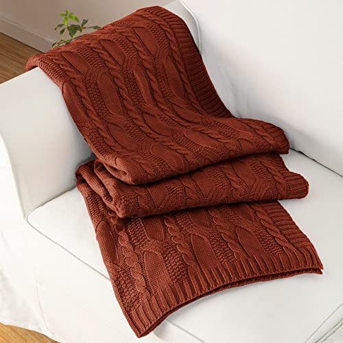 Aormenzy Red Brown Knit Throw Blanket, 50" x 60" - color: Red Brown, size: 50" x 60"