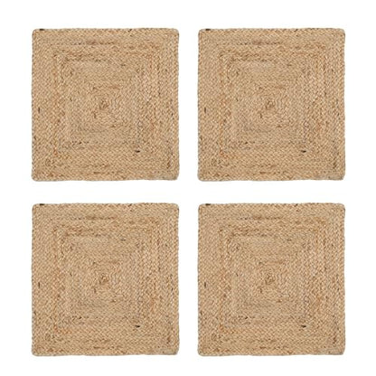 Ramanta Home Jute Braided Placemats Set of 4 14x14 Inches - Natural - size: 14x14 Inches