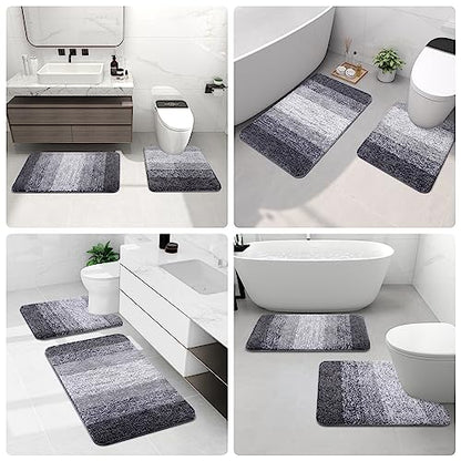 Arotive Microfiber Bathroom Rugs, Shaggy Soft Absorbent Bath Rug, 24x16 - color: Grey, size: 24" X 16"