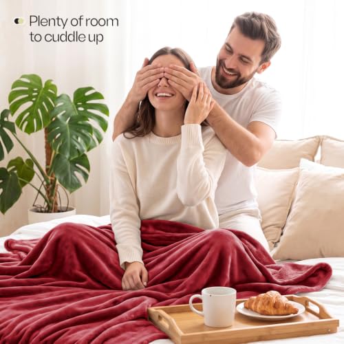 Soft Fleece Blanket for Bed Twin Size Burgundy (60x80 Inch) - color: Burgundy, size: Twin (60x80 Inch)