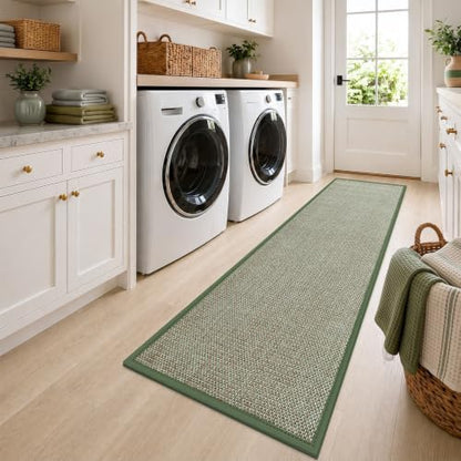 DEXI Ultra Thin Hallway Runner Rug 28x96, Non Slip Entryway Rugs,Green - color: Green, size: 28" X 96" (Runner)