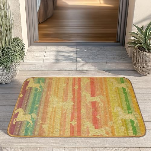 White Unicorns Door Mat, Non-Slip Low Profile Front Door Welcome Mats Indoor Entrance 30x17 Inch, Summer Entryway Rug for Home - color: White Unicorns