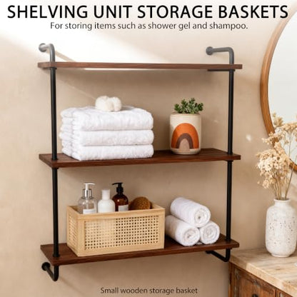 Small Rectangular Rattan Woven Wooden Storage Basket - size: Rectangle C - 1-Piece (Small)
