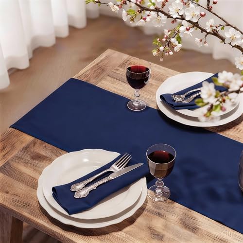 FOLINS&HOME 2 Pack Navy Blue Waterproof Table Runner 36 Inches Long - color: Navy Blue, size: 12" x 36" (2 Pcs)