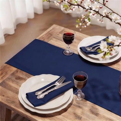 FOLINS&HOME 4 Pack Navy Blue Waterproof Table Runner 60 Inches Long - color: Navy Blue, size: 12" x 60" (4 Pcs)