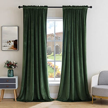 MIULEE Olive Green Blackout Velvet Curtains Drapes 72 Inch Long 52"x72" - color: Olive Green, size: 52"W x 72"L (Pack of 2)