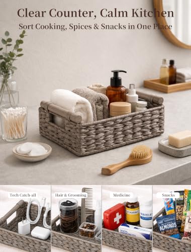Wicker Basket, Large Basket for Gift Baskets Empty, 10.2x7.9x4in - color: Gray, size: Small
