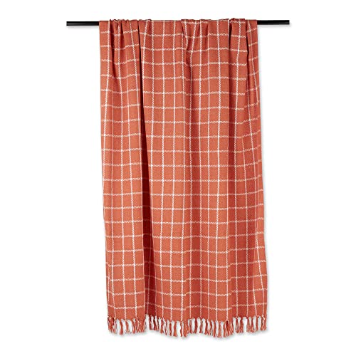 DII Transitional Checked Plaid Woven Throw, 50x60, Spice - color: Spice, size: 50x60"