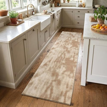 2x6 Tie-dye Beige Runner Rug Washable Non-Slip for Kitchen Hallway Bathroom - color: 01 Tie-dye Beige, size: 2' x 6' (Runner)