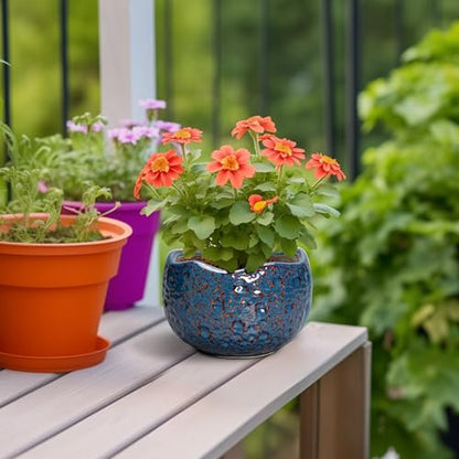 6 Inch Plant Pot, Ceramic Pots for Plants, Retro Blue - color: Retro Blue, size: 6.2 Inch