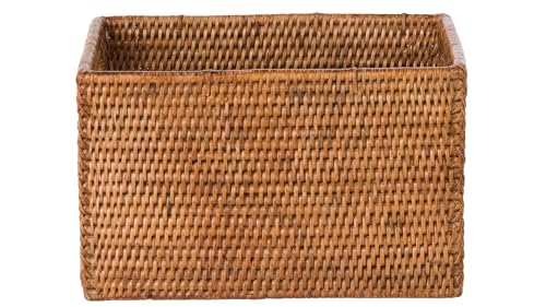 KOUBOO La Jolla Rattan Shelf Handles, Small, Honey-Brown Storage Basket,