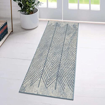 LUXE WEAVERS Blue 2x8 Geometric Area Rug - color: Blue, size: 2' x 8' (Runner)
