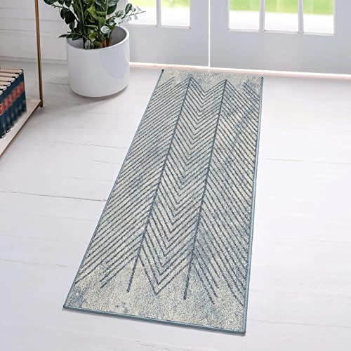 LUXE WEAVERS Blue 2x8 Geometric Area Rug - color: Blue, size: 2' x 8' (Runner)
