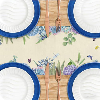 Every Day is A Gift Dragonfly Hydrangea Spring Table Runner 13x72 Inch - color: Floral Butterfly