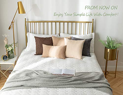 Stellhome Linen Throw Pillow Covers Square Solid Burlap Cushion Covers for Bed Couch Sofa Bench, 18 x 18 inch (45 cm), Beige, Set of 2 - color: Beige, size: 18" x 18" (Pack of 2)
