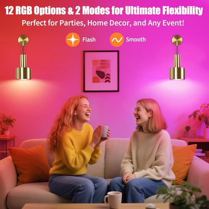 VerRon Rechargeable Wireless Battery Operated Wall Sconces Set of Two - color: Gold & Gold, size: Rechargeable Battery Powered
