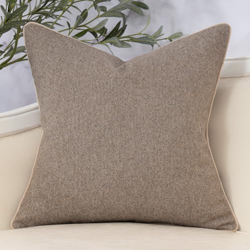 Yangest Neutral Floral Pillow Cover 18 x18 Inches, Vintage Chenille Square Throw Pillow Cover Soft Decorative Farmhouse Accent Couch Pillow Cover for Living Room Bedroom, Coffee Brown - color: Coffee Brown, size: 18" x 18" (Pack of 1)