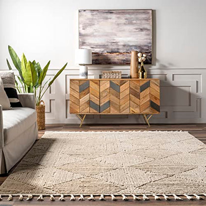 nuLOOM Kerry Beige Geometric Power Loomed Area Rug, 9' x 12' - color: Kerry Beige, size: 9' x 12' (Rectangular)