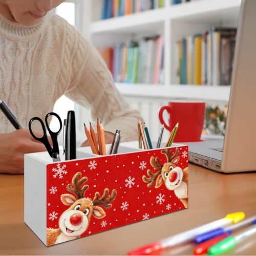 Red Christmas Reindeer Pen Pencil Holder Organizer for Desk - color: Reindeer