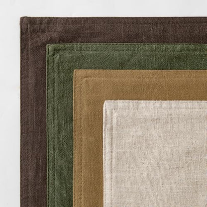 MIULEE Neutral Green/Brown Boho Linen Pillow Covers 18x18 Inch Pack of 4 - color: Neutral Green/Brown, size: 18" x 18" (Pack of 4)