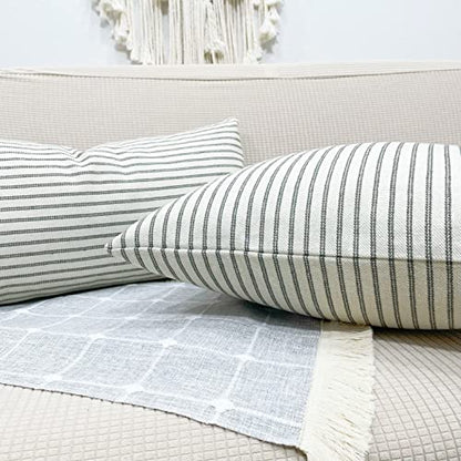 Slow Cow Lumbar Throw Pillow Cover Stripe 12 x 24 Inches Grey - color: D-off White Light Grey, size: 24" x 12" (Pack of 1)